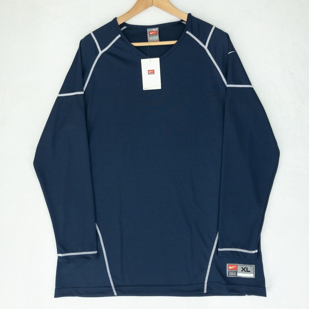 Nike Full Court Shooting Jersey Womens XLT Navy Blue Long Sleeve V-Neck Athletic